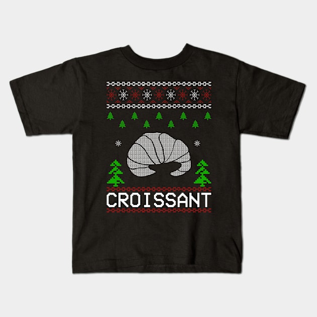 Christmas Funny Ugly Croissant Xmas Holiday Gift Kids T-Shirt by Hasibit